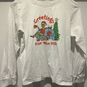 Life Is Good White GRINCH “Greetings from Who-Ville' Kids Long Sleeve Tee
